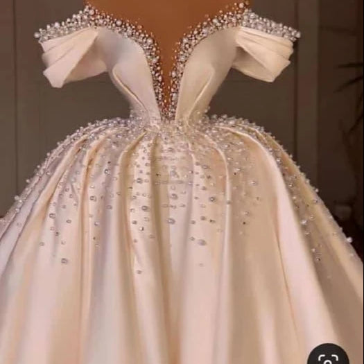 Boutique HOT SALE Ivory/White Color Plus Size  New Customized High Quality Luxury Satin Fishtail Chapel Train Bridal Wedding Dresses Evening Wedding Prom Party Bridal Formal Gowns