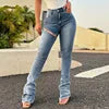 TikTok Most Popular Women's Stacked Jeans Sexy Ladies Stylish Half Shorts Half Long Detachable Flare Denim Jean 2 PCS Set Trousers Street Wear Sexy Y2K  One Leg Pants Evening Rave Party Night Clubwear Pants Women Casual Cloth