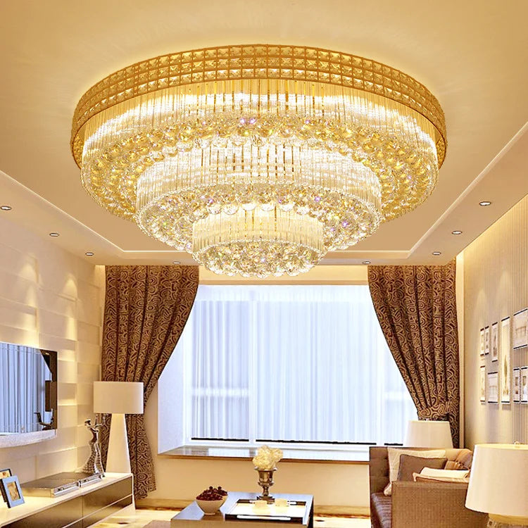 HOT SALE Villa Home Living Room Italian Modern Luxury K9 Crystal Ceiling 3 Layers Lamp Hotel Lobby Wedding Banquet Hall Art Decoration Ceiling Light Villa Living Bedroom Lighting