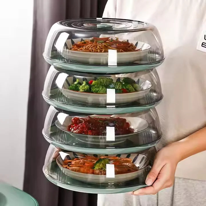 NEW Arrivals 28cm Plastic Microwave Food Plate Container Cover Multi Layer Food Vegetable Cover Heat-Insulated Vegetable Cover Household Kitchenware Accessories