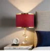 Gold/Red Color Home Villa Hotels Luxury Lampshade American Style Light Luxury Design Crystal Desk Light Modern Bedroom Bedside Living Room Art Decoration Crystal Table Lamp