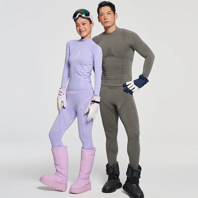 2 PCS Set S-2XL 7 Colors Custom Men's Women's Merino Wool Winter Ski Underwear Quick Dry Outdoor Skiing Riding Hiking Ice Hockey Thermal Underwear Set Winter Sports Apparel Suit