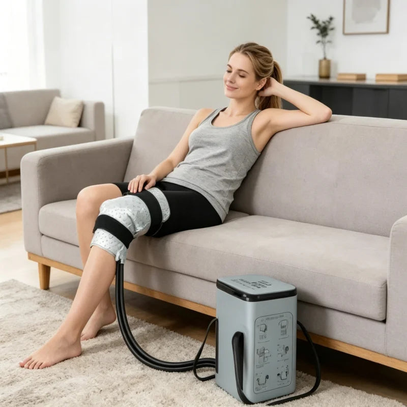 Portable Cold Therapy System with Leak Proof Cold Pad Cold Compression Machine with Reusable Ice Packs for Knee Shoulder Ankle Home Health Care Supplies