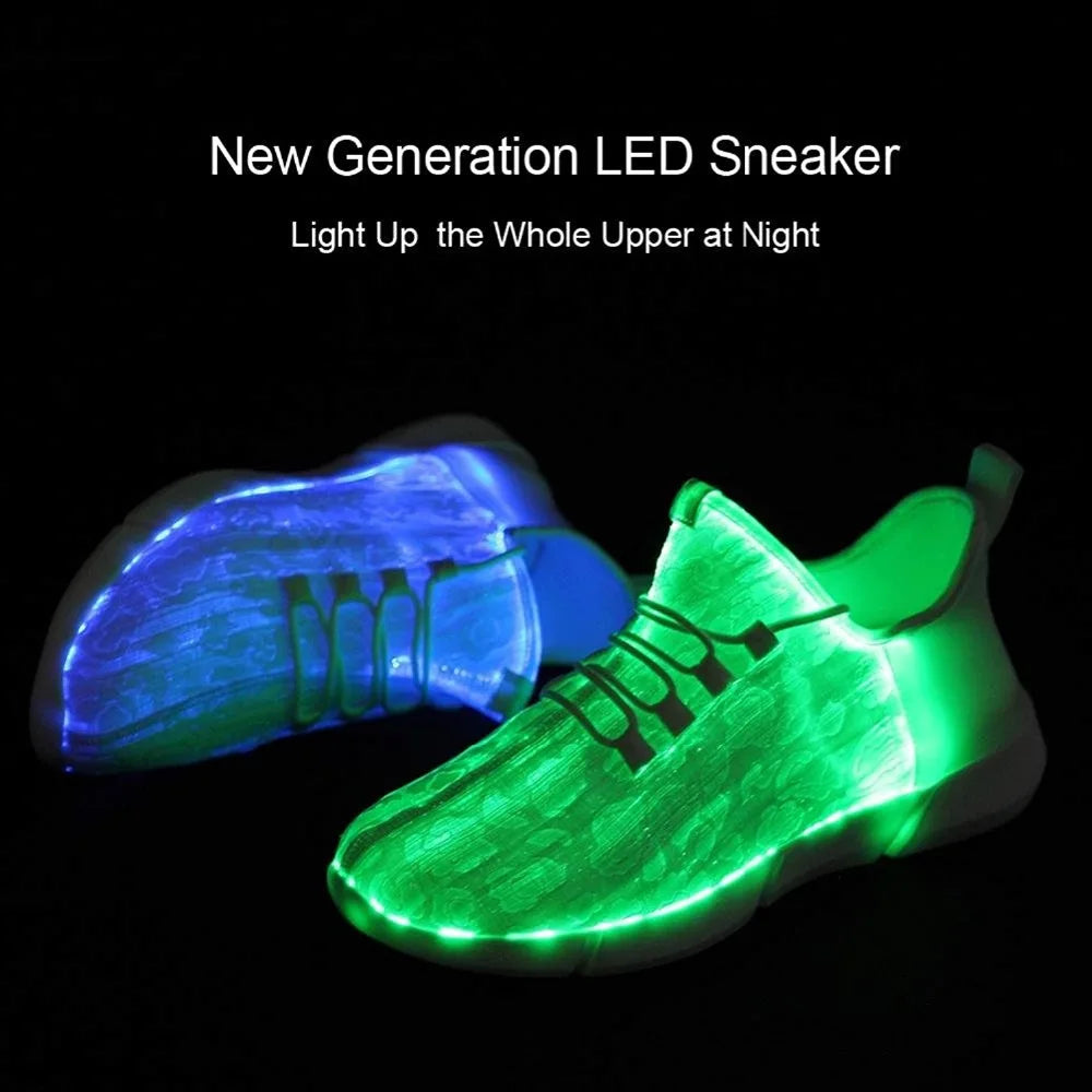NEW Arrivals USB Led Luminous Sneaker Girls Boy Men Women LED Light Shoes Girl Glowing Flashing With Light Adult USB Charge Kids Fiber Optic Shoes Women Men Luxury Fashion Sports Accessories Shoes Supplies