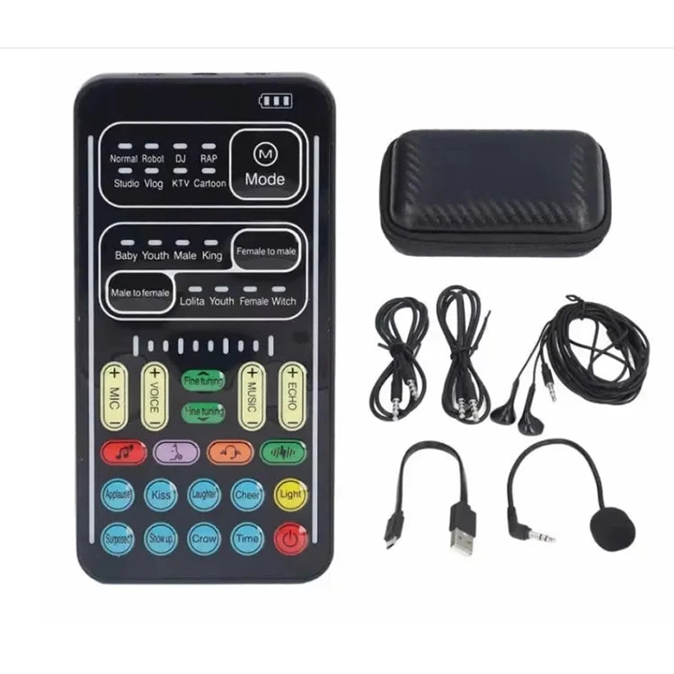 Voice Changing Live Sound Effects Mixer Card Voice Changer Mobile Phones Game Device I9 Sound Portable  for Broadcast Live Mobile Computer  Laptop Connecting Electronic Devices Accessories