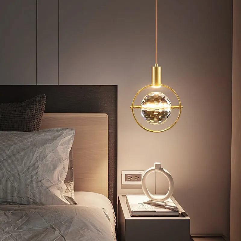 NEW Nordic Lamp Luxury Creative Personality Sitting Room Bedroom Restaurant Background Wall Small K9 Crystal Ball Chandelier Pendant Lights Home Lighting Supplies