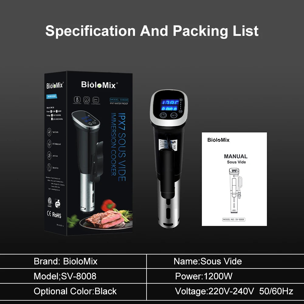NEW!!!! Super Quality  2.55 Generation IPX7 Waterproof Vacuum Sous Vide Cooker+Gifts  Immersion Circulator Accurate Cooking With LED Digital Display