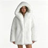 S-4XL Plus Size 5 Colors  Pure White Faux Fox Fur Coat Women Regular Oversized Big Hood Fluffy Plush Thick Warm Eco-Friendly Breathable Winter Outerwear Jackets Women Winter Apparel Supplies