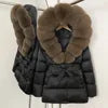 BEST PRICE 15 Colors European High End Winter Hoodie Warm Midi Length Large Real Natural Silver Red Fox Fur Thick Bubble Coats Down Coat Snow Outerwear Parkas Jackets Women Winter Apparel Supplies