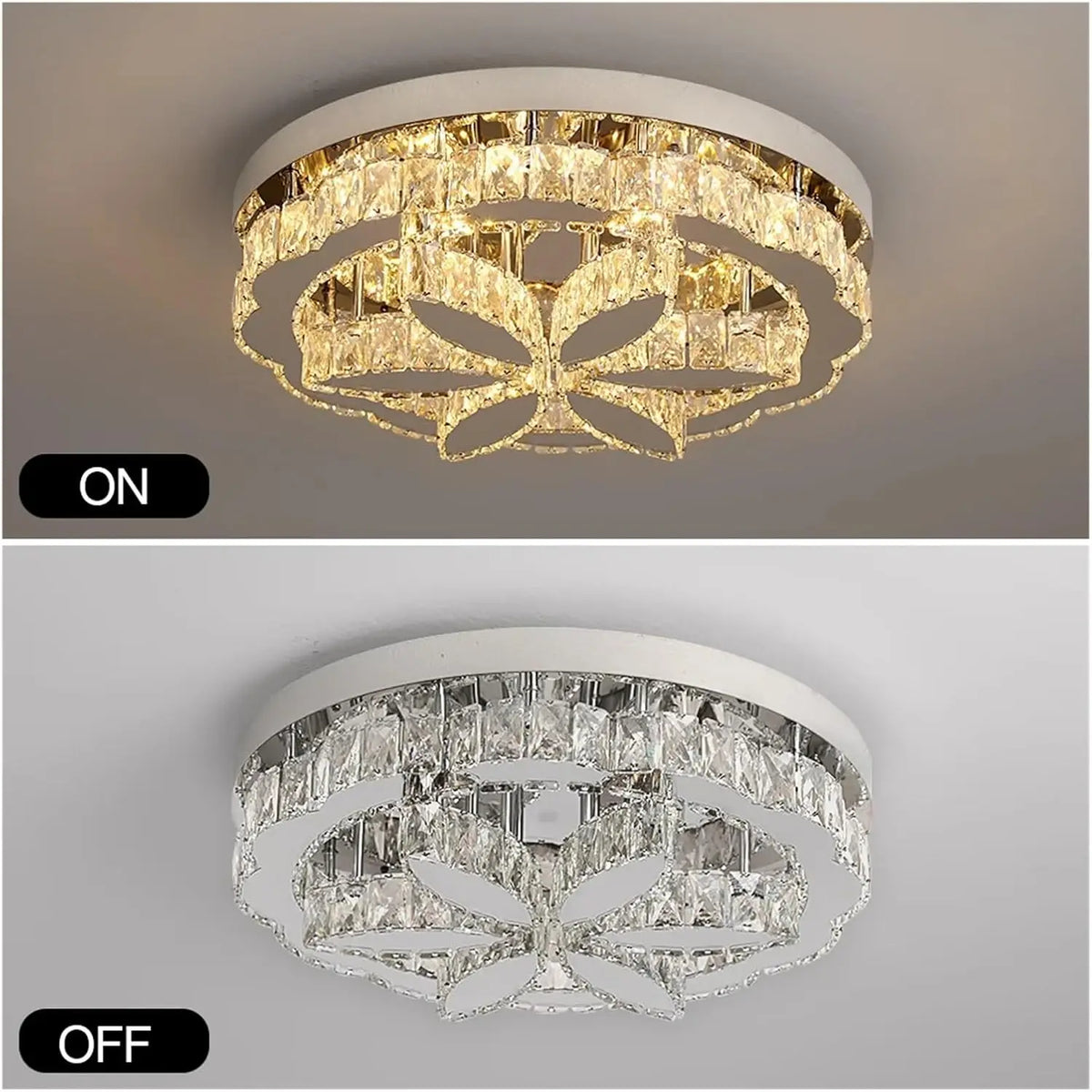 Italian Modern Simple LED Crystal Ceiling Light Stainless Steel Base Square Fixture Color Change Remote Control for Home Villa Bedroom Living Room Hotel Use Lighting Supplies