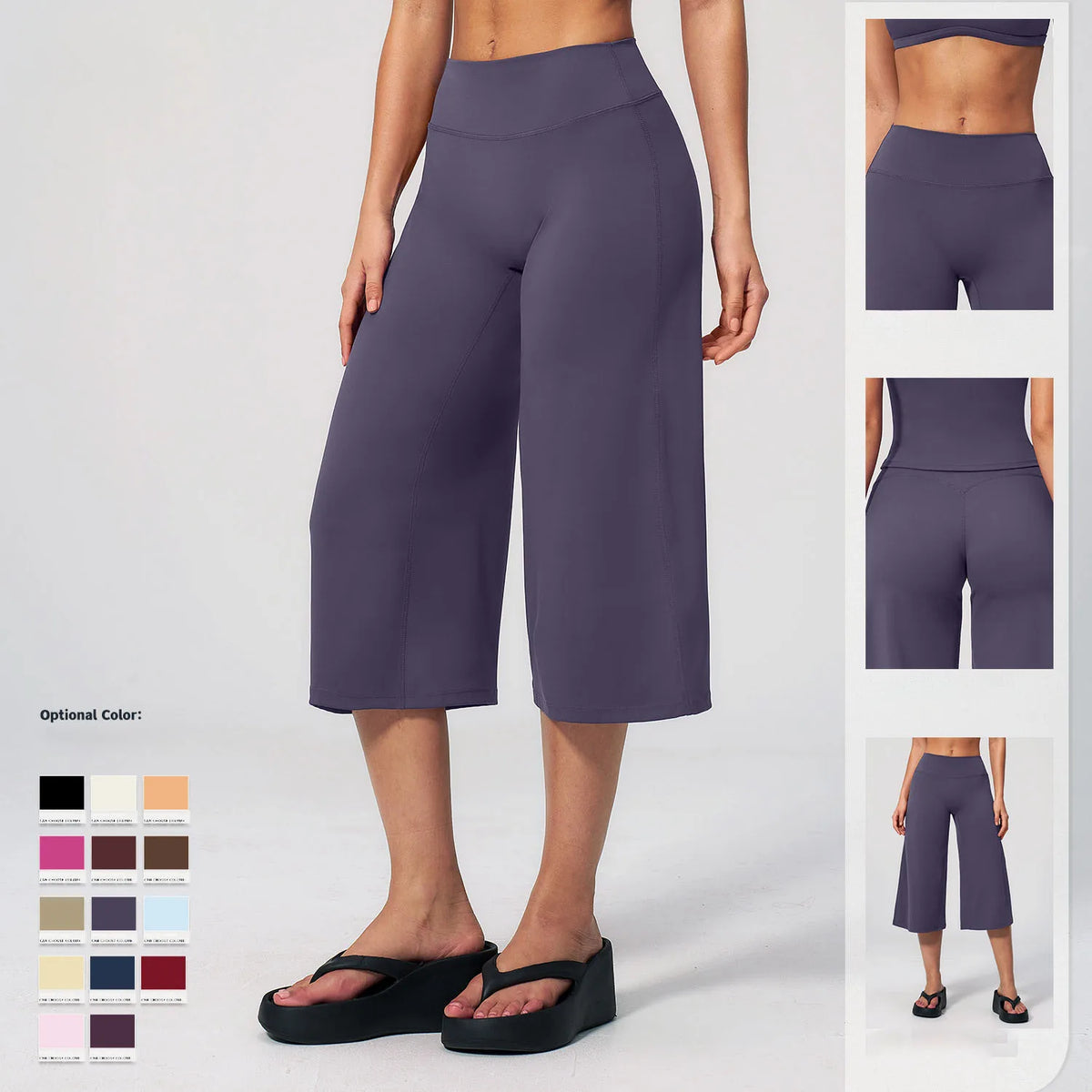 5 Colors S-XL Women's High Waisted Capri Pants Wide Leg Yoga Trousers Quick Dry Cropped Leggings Summer Athleisure Outdoor Running Gym Fitness Activewear Female Sports Apparel Accessories