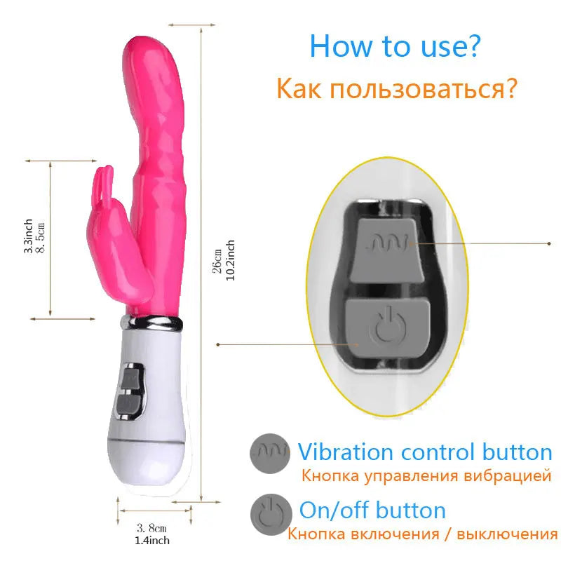 G-Spot Dildo Rabbit Vibrator Dual Vibration Waterproof Vagina Clitoris Massager Sex Toys for Women SP015