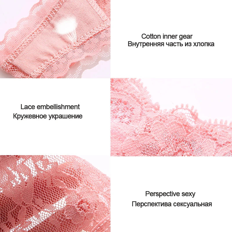 3PCS/Set Women Lace Sexy G-string Perspective Lingerie Temptation Panties Thong Underwear Supplies  Panty Female Intimates M-XL Sexy Lingerie Fashion Clothing Products