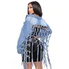 S-3XL New Fashion Casual  Graffiti Mini Bomber Denim Women's Jackets Pocket Button Coat Autumn Spring Women Streetwear Jeans Coats Casual Clothing Supplies