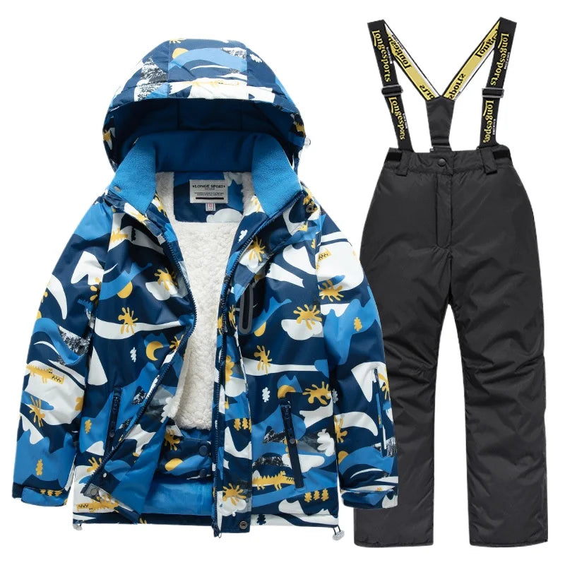BEST PRICE 2 PCS Set Children's Girls Boys Top Quality Waterproof Ski Jacket + Pants Kids Snowboard Suit Snow Wear Ski Clothes for Kids Ski Suit Ski Clothing