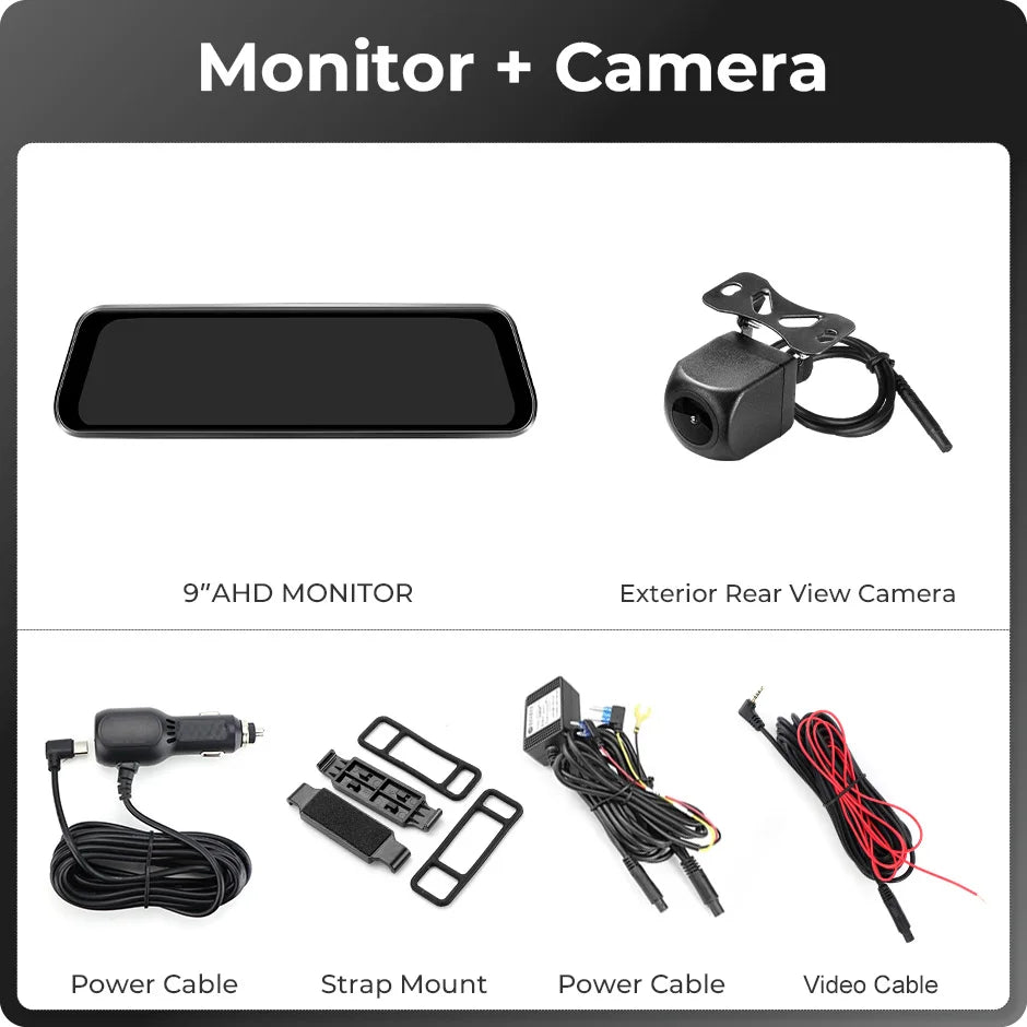 NEW 9"inch 4K GPS Front 1080P Rear Dual Lens Mirror Dash Cam Car DVR Recorder with Wi-Fi GPS Navigator 24H Parking Monitor Night Vision Touch Screen Car Security Accessories
