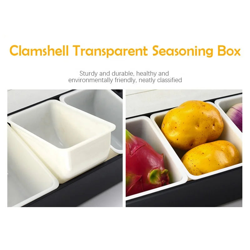 ABS Plastic 3/4/5/6 Section Pizza Ingredients Preparation Organizer Box Fruits Cheese Sauce Box Pizza Making Storage Tool Accessories Cooking Kitchenware Supplies