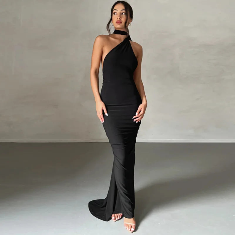 8 Colors Luxurious Women's Backless Solid Color Sleeveless Bodycon Lady Elegant Sexy Maxi Long Evening Party Night Clubwear Prom Ladies Sexy Apparel Supplies