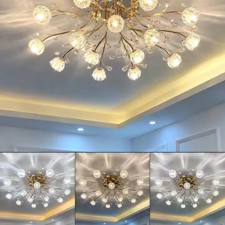 Villa Home Living Room Modern Crystal Ceiling Light American Minimalist Crystal Ceiling Light Restaurant Living Room Flower Crystal Ceiling Light
