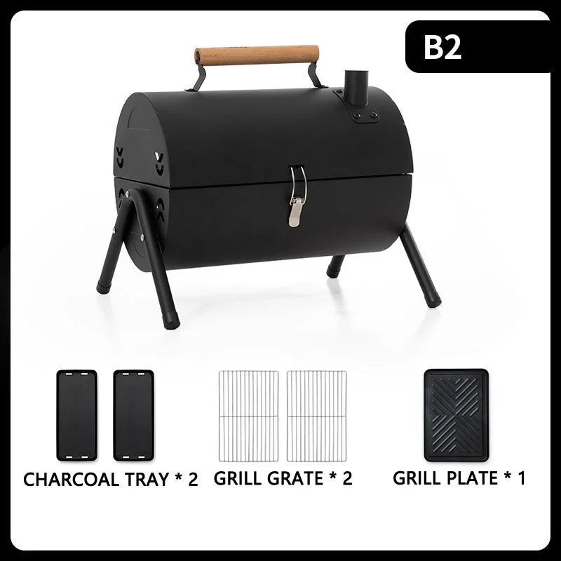 NEW Set 17 PCS Portable Mini Folding Iron Charcoal Grill + 2 Nets + Frying Pan + 13 Accessories Multi-Tool for Outdoor BBQ Cooking Picnics Garden Parties Camping Grill Barbeque & Trips Cookware Supplies