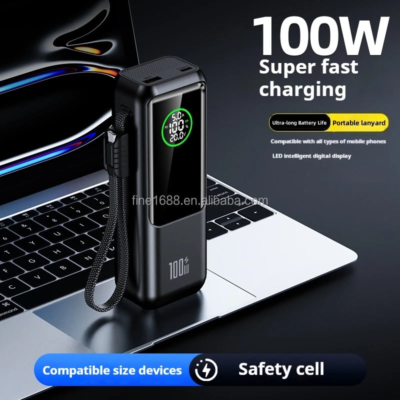Laptop Power Bank Equipped with 100W Power Supply and TFT Display Screen for ultra Fast Charging 26800mAh Portable Power Bank
