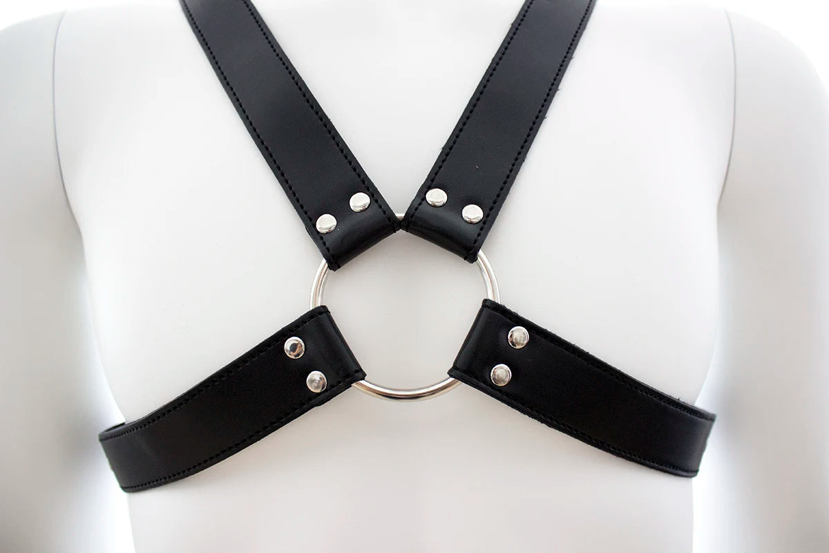 Fetish Men Gay PU Leather Body Sex Harness Gothic Punk Adjustable Rave Costumes Indian Straw Skirt For BDSM Bondage Clubwear