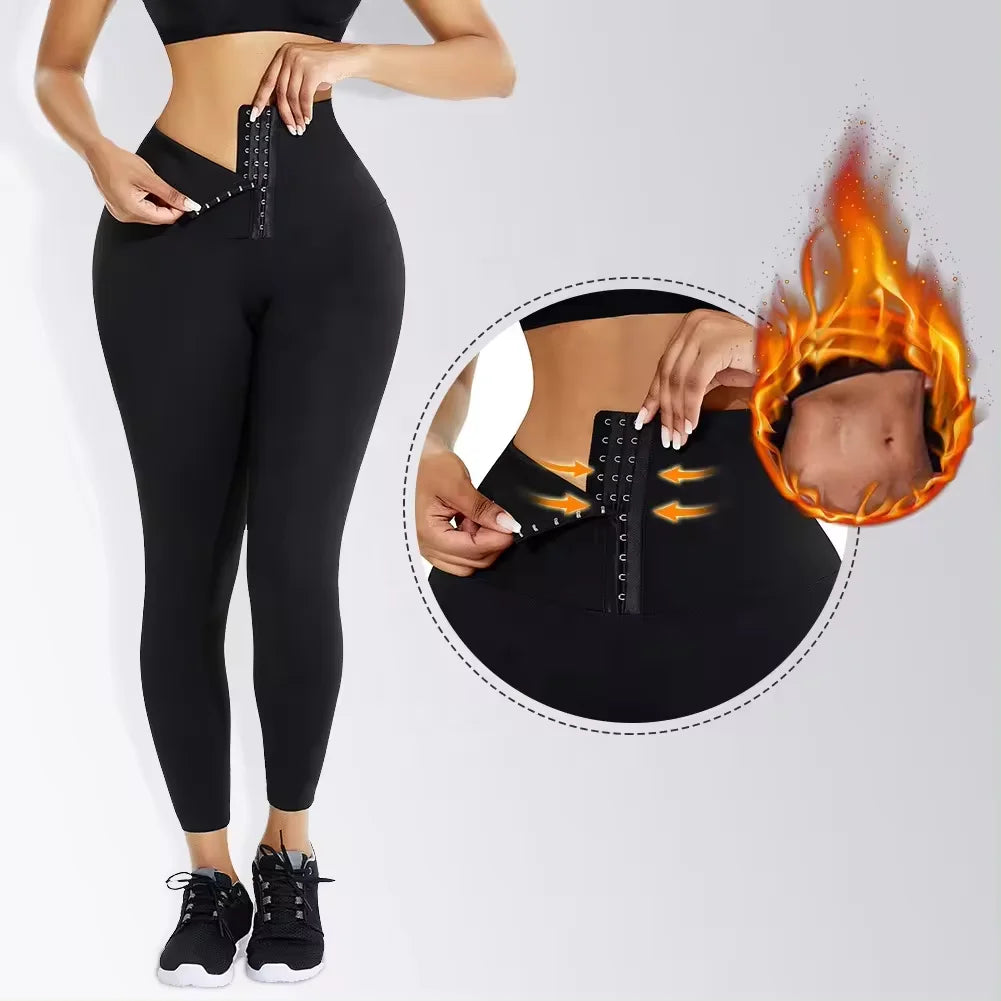 8 Colors S-2XL Women's Waist Trainer Tight Leggings High Waist Yoga Pants Gym Leggings Adjustable Tummy Control Slimming Fat Burning Body Shapewear Yoga Pants
