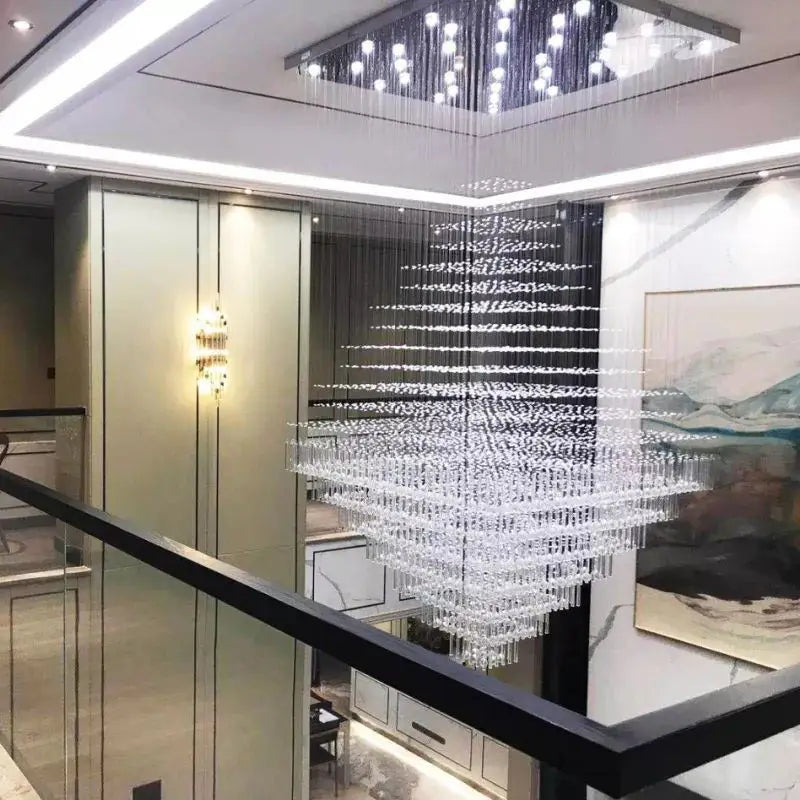 HOT SALE (Few Units Left) Villa Home Living Room Staircase Hotels Lobby Art Decoration Large Contemporary Gold White LED Luxury Chandelier for Hotels Luxury K9 Crystal Hanging Ceiling Lighting Fixture Pendant Lights