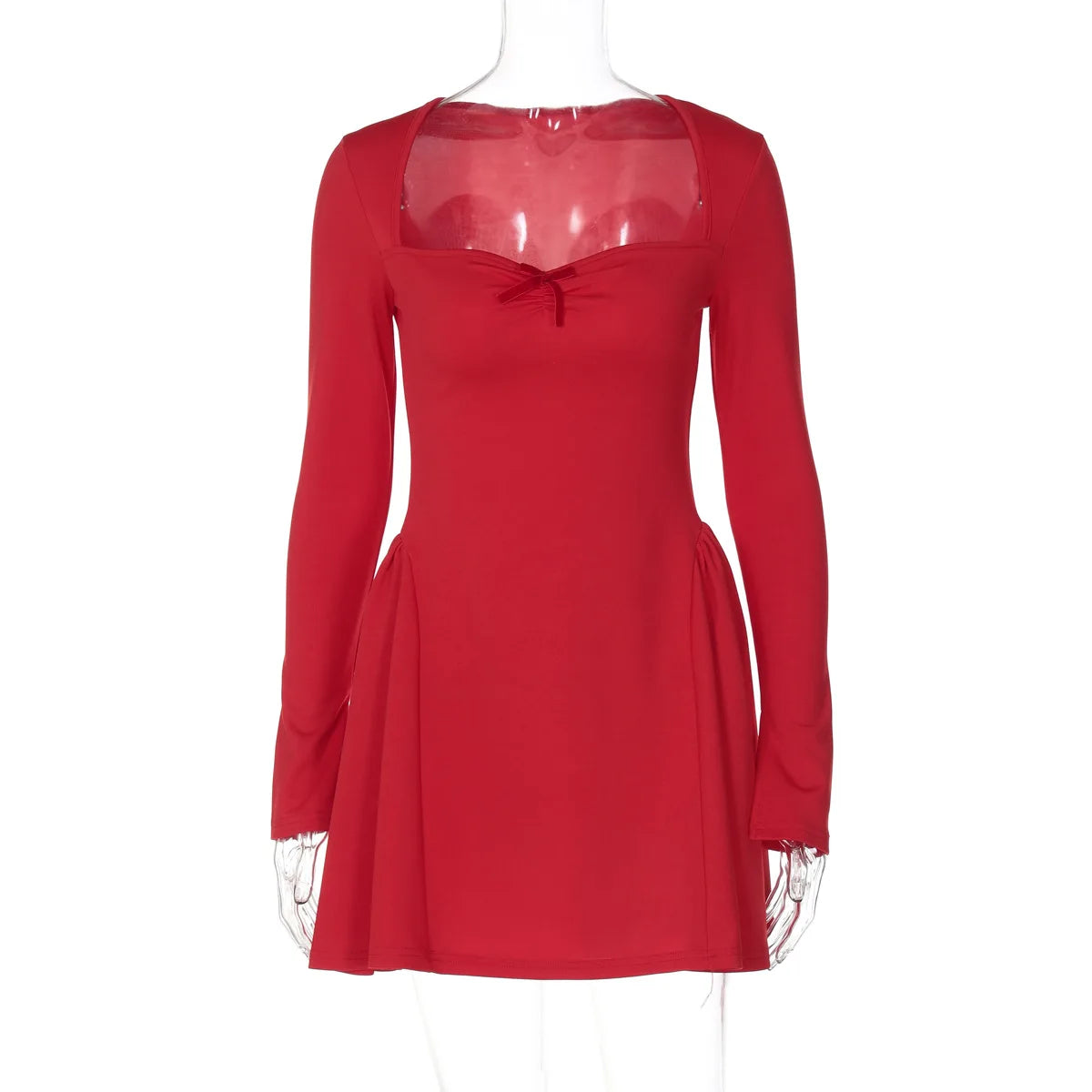 New Fashion 8 Colors Autumn Spring  Sexy Elegant Long Sleeves Evening Party Night Clubwear  Ruched Women Clothes Solid Mini Dresses