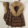 BEST PRICE 15 Colors European High End Winter Hoodie Warm Midi Length Large Real Natural Silver Red Fox Fur Thick Bubble Coats Down Coat Snow Outerwear Parkas Jackets Women Winter Apparel Supplies