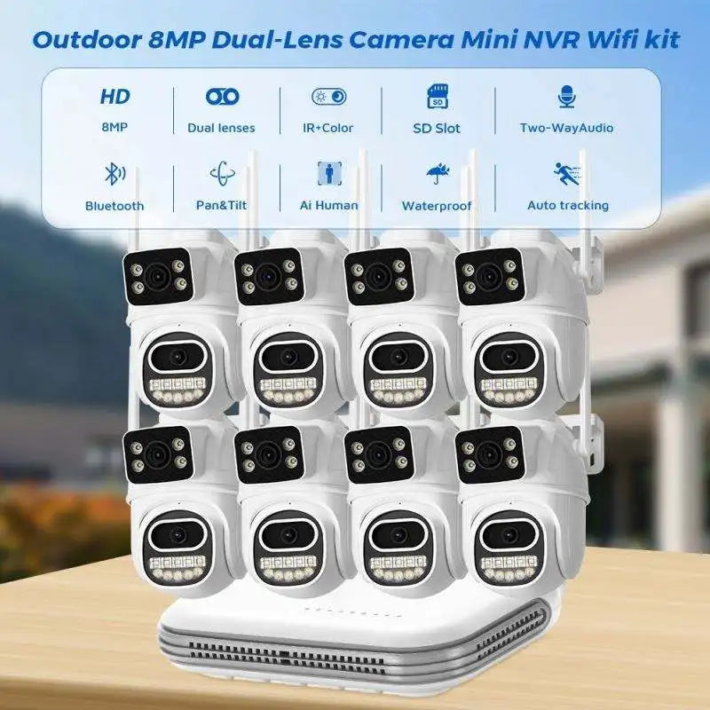 Home Villa Business Store 8MP Ai-Outlook Security Cameras for Home Industrial Use Full 360 Degrees Wireless IP Network Two-Way Audio NVR Data Storage Anti-Theft Security Systems