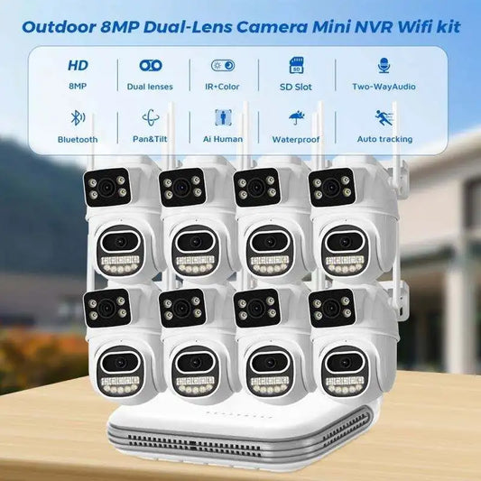 Home Villa Business Store 8MP Ai-Outlook Security Cameras for Home Industrial Use Full 360 Degrees Wireless IP Network Two-Way Audio NVR Data Storage Anti-Theft Security Systems