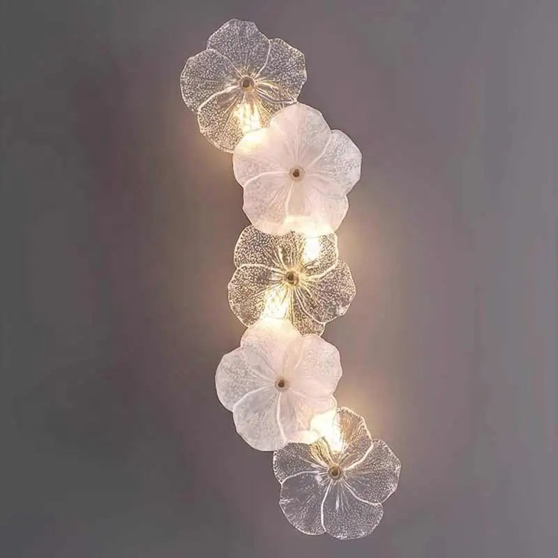 Villa Home Luxury Modern Simple Glass Flower Wall Lamp French Style Light Luxury New Style Living Room Background Decor Elegant Entrance Wall Lights 3 Years Warranty