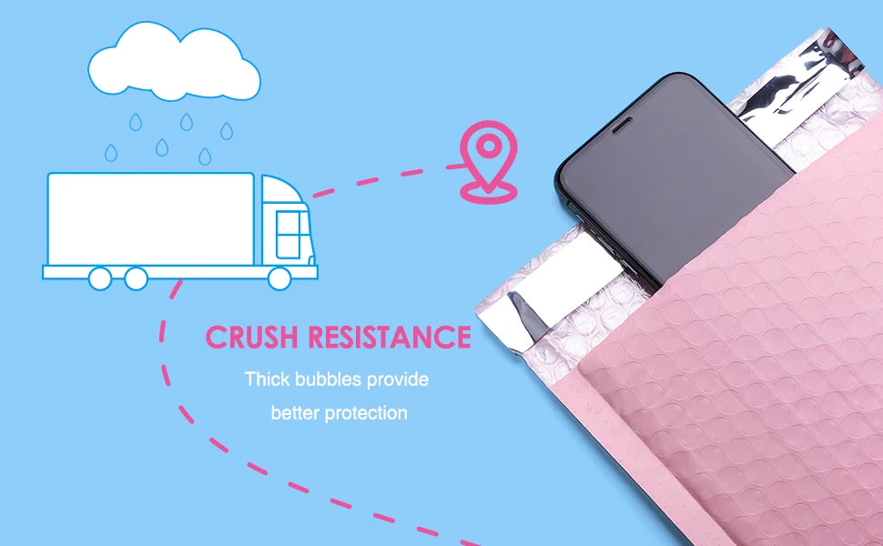 NEW Arrivals 50/100PCS Set Black/Yellow/Pink Bubble Envelope Bag Pink Waterproof Poly Bubble Mailers Opaque Self-Seal Adhesive Boutique Shipping Travel Bags