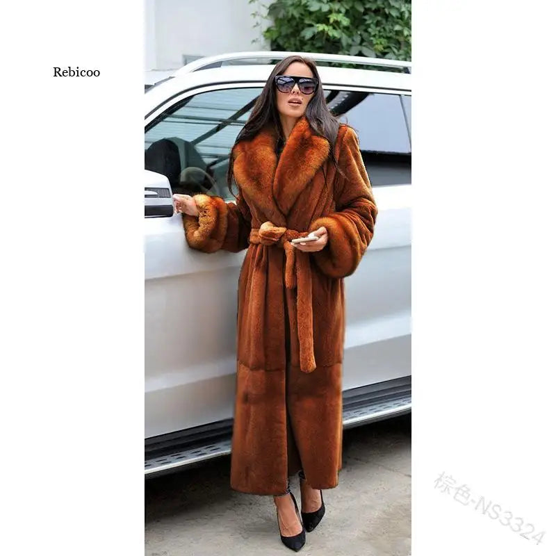 NEW Arrivals S-5XL 5 Colors Winter Long Luxury Faux Fur Coat Long Sleeve Mink Fur Coats Overcoat Women Outerwear Ladies Winter Luxury Fashion Apparel Products
