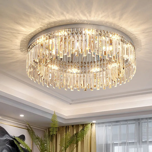 Villa Home Living Room 23.6in Stainless Steel Bae K9 Crystal Luxury Ceiling Lamp European Luxury Creative Bedroom Hotels Low Led Fixtures Ceiling Light