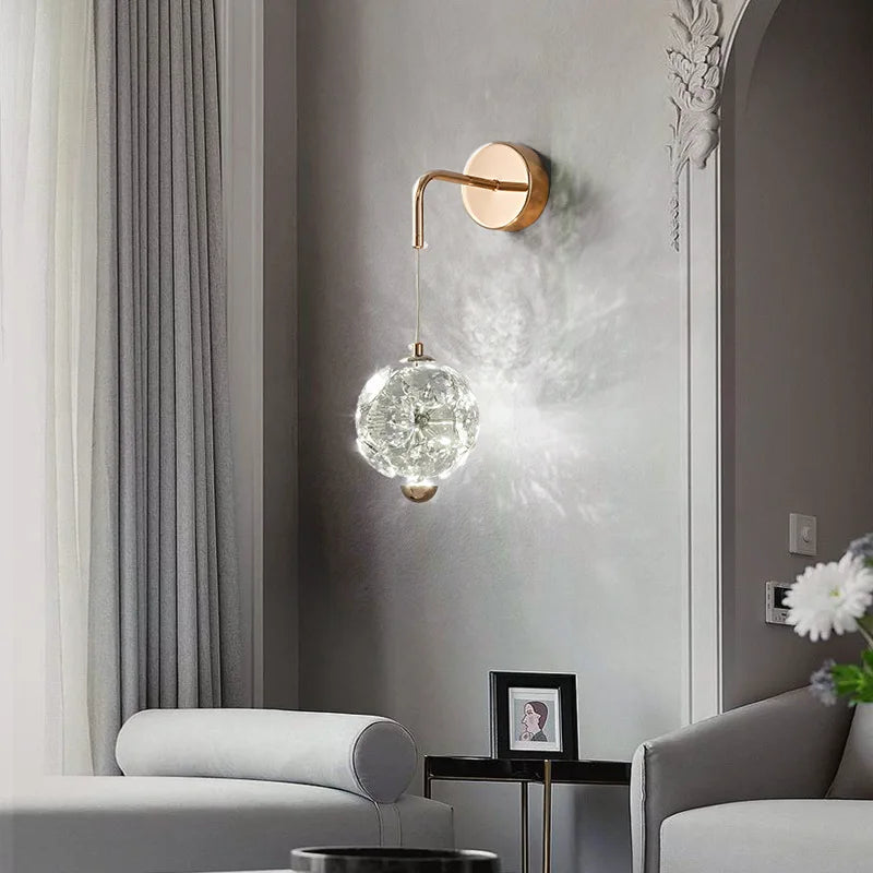 Villa Home Luxury Dandelion Crystal Wall Lamp Country Villa Living Room  Bedroom Bedside Bracket Light Modern Entrance Background Wall Decoration Wall Fitting Home Lighting Supplies