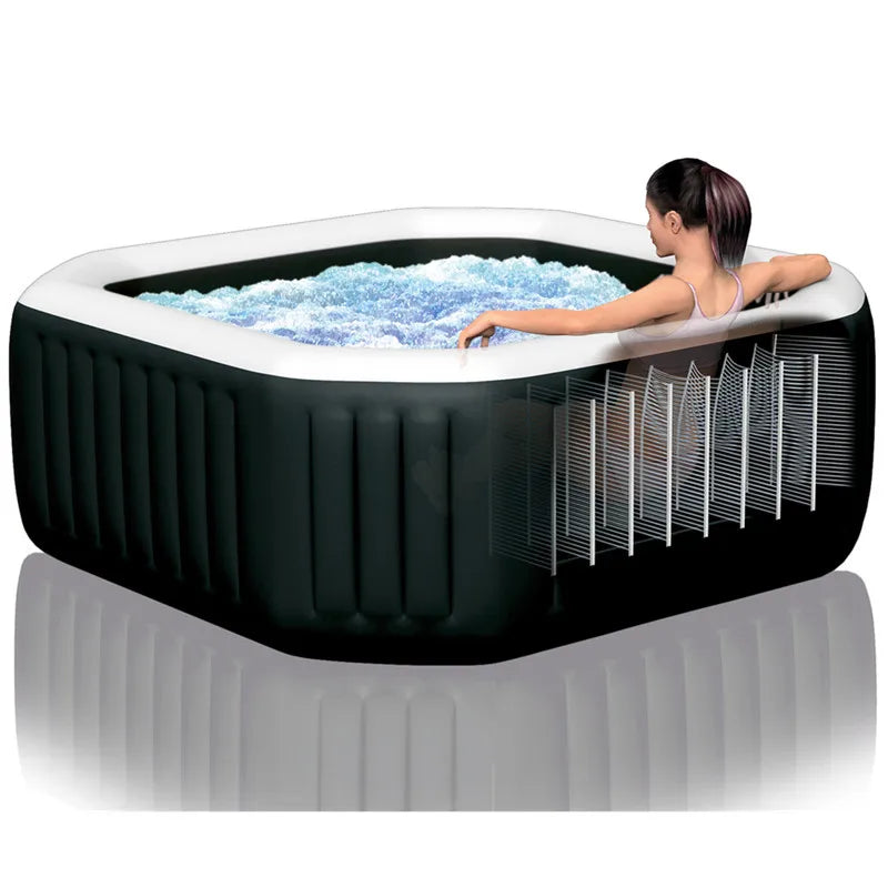 Home Indoor Outdoor Bubble Bath Spa 6 Person Portable Inflatable Tub Spa Jacuzzi Pool Massage Fitness Recovery Health Care Supplies