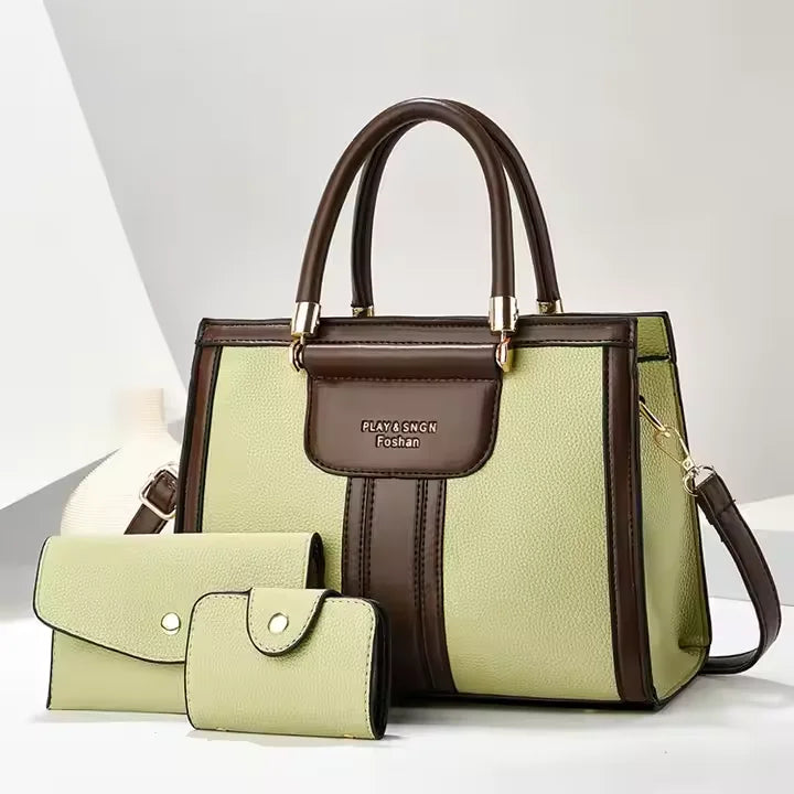 NEW Arrivals 3 PCS Set 8 Colors Best Selling Ladies Shoulder PU Leather Bags Luxury Designer Women's Handbags With a Wallet Purse