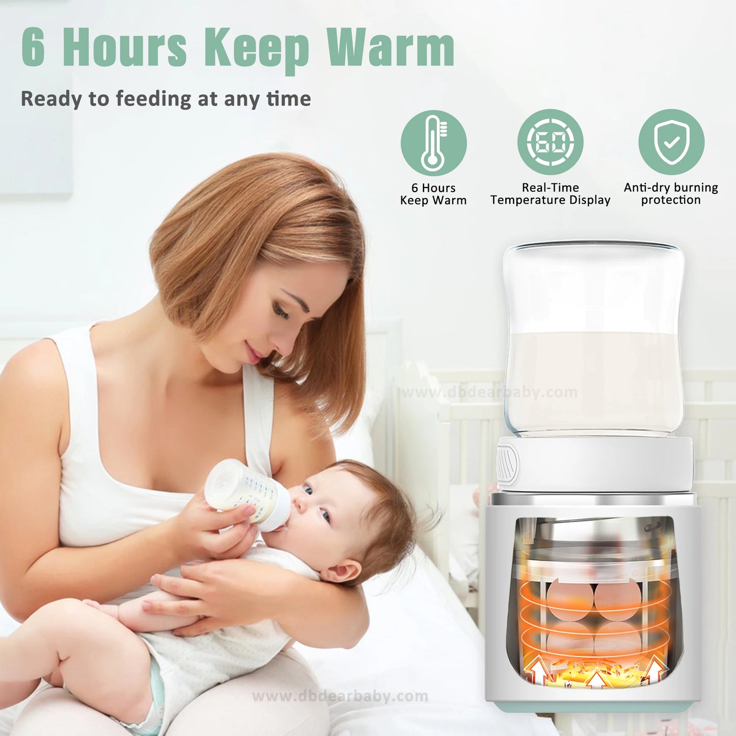 Home Outdoor Travel USB Electronic Smart Baby Bottle Warmer N4, 4-Setting Precise Temperature Control, 6H Heat Preservation, Food-Grade Stainless Steel, BPA-Free Baby Care Hygiene Supplies