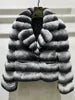 Boutique Gala HOT SALE 4 Colors S-2XL  Luxury Original Chinchilla Fur Coat Winter Real Natural Rex Rabbit Fur Outerwear Authentic Chinchilla Jacket Women Luxury Apparel Supplies.