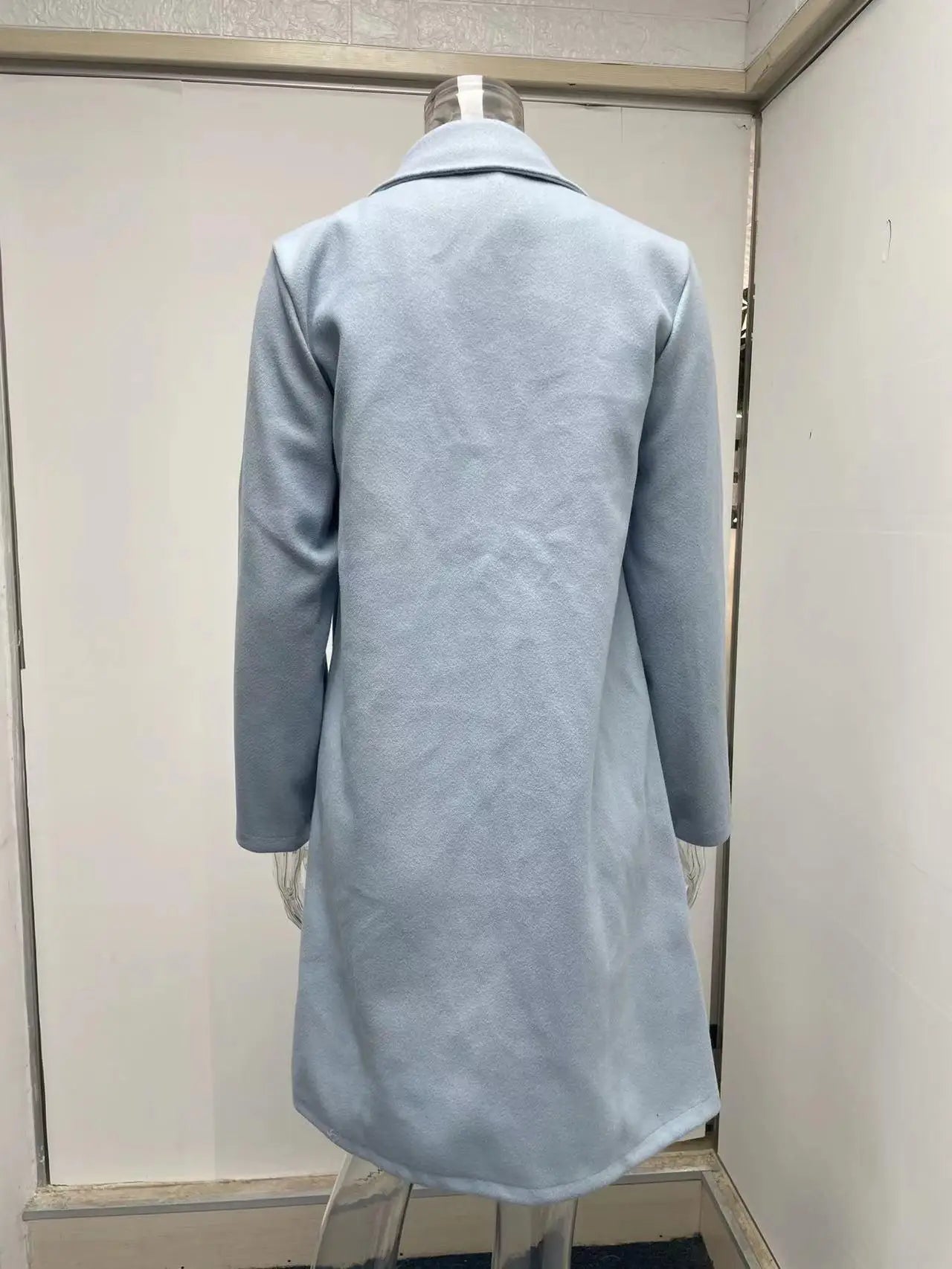 8 Colors S-3XL Women's Autumn Winter Fashion Top Quality Solid Coat Polo Mid Long Button Woolen Coat Single Button Pocket Trench Coat Outerwear Warm Windproof Jackets Ladies Winter Clothing Supplies.