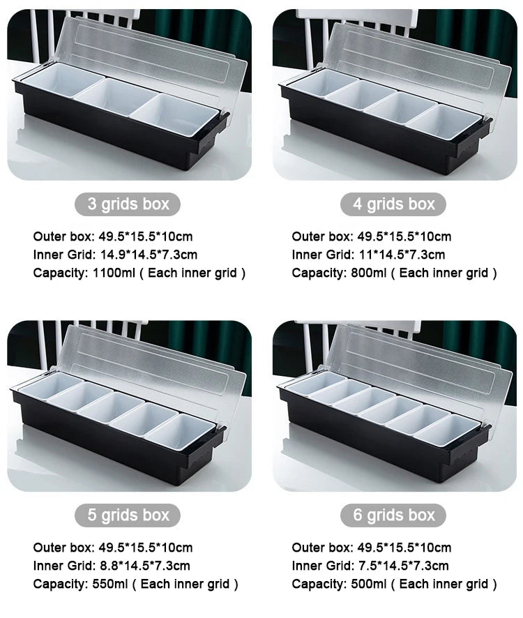 ABS Plastic 3/4/5/6 Section Pizza Ingredients Storage Box Preparation Box Fruits Cheese Sauce Box Pizza Making Organizer Tool Kitchenware Accessories