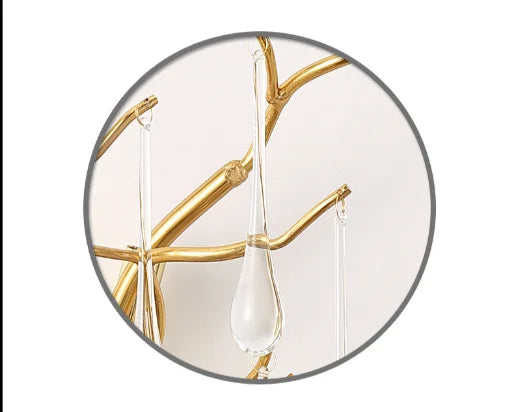 Home Villa Luxury Aluminum Branches K9 Crystal Wall Lamp Bedroom Bedside Living Wall Fitting Home Room Water Droplet Decor Bracket Light