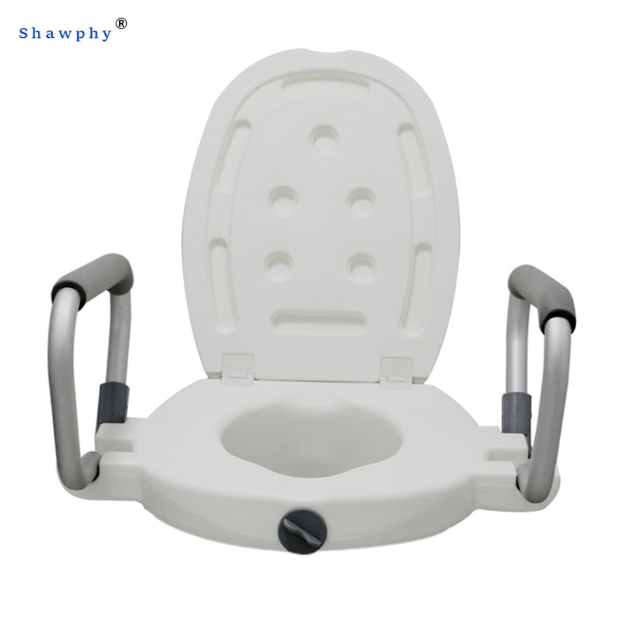 Raised Toilet Seat with Armrest Cover Aluminum Bathroom Safety Equipment for Rehabilitation Therapy Elderly Disable People