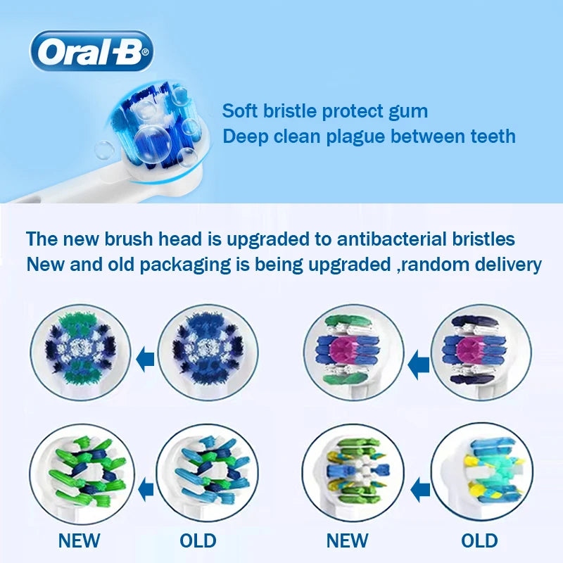 Original Oral-B Set Vitality 2D Electric Toothbrush Rechargeable Smart Teeth Whitening with Replacement Tooth Brush Heads Oral B Nozzles Women Men Oral Hygiene Accessories Personal Care Supplies
