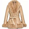 NEW Design 5 Colors UK (6-20) Large Size Women's Faux Fur Coat Collar/Cuffs Belted Waist Winter Warm Eco-Friendly Windproof Outerwear Plain Dyed Women Autumn Winter Clothing Supplies