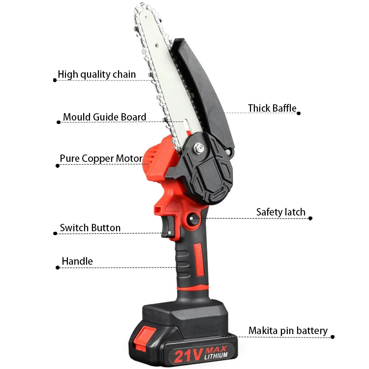 NEW CE 88V Mini Electric Chain Saw Handheld Wood Cutting Garden Pruning Rechargeable Portable Chainsaw Tree Branches Cutter Plants Pruner Home Gardening Supplies