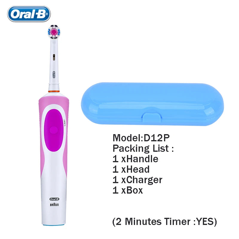 Original Oral-B Set Vitality 2D Electric Toothbrush Rechargeable Smart Teeth Whitening with Replacement Tooth Brush Heads Oral B Nozzles Women Men Oral Hygiene Accessories Personal Care Supplies