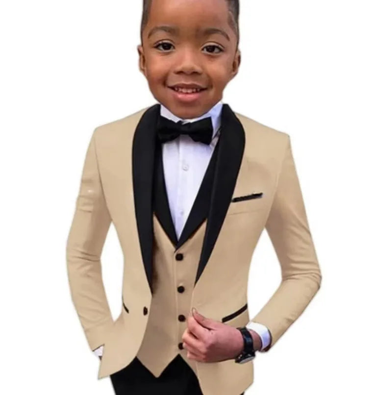 3 PCS Set 8 Colors Boys Luxury Suit Blazer Vest Pants Jacket Gentleman Clothes Sets 3-16T Kids Wedding Guest Evening Prom Birthday Party Formal Clothing Wedding Suits Children Luxury Apparel Supplies